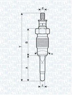 Свеча накала Renault Clio,Megane 1.9D MAGNETI MARELLI 062900016304