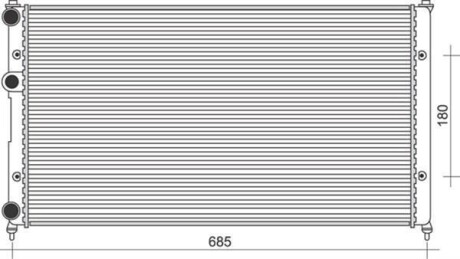VW радіатор охолодження Caddy II 1.6/1.9D -04,Polo,Seat Ibiza,Inca,Cordoba 93- MAGNETI MARELLI BM838 (фото 1)