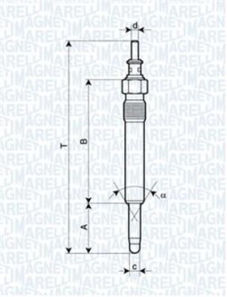 Свеча накала MERCEDES, OPEL,PEUGEOT, SEAT [062900004304] MAGNETI MARELLI UX17A