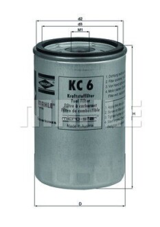 Фильтр топливный KHD, MAHLE / KNECHT KC 6 (фото 1)