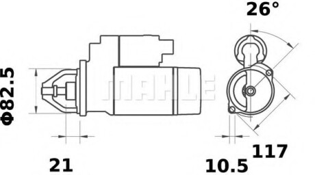 Стартер Lacetti 12V 1,4kW 10T AZE2113 / MAHLE / KNECHT MS361 (фото 1)