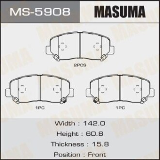 Колодки гальмівні передн Mazda CX-5 (11-) (MS-5908) MASUMA MS5908 (фото 1)