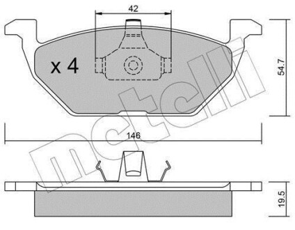 Комплект гальмівних колодок (дискових) Metelli 2202110