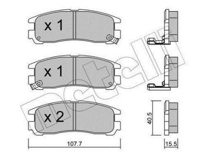 Комплект гальмівних колодок Metelli 22-0398-0