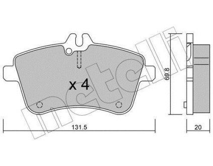 Комплект гальмівних колодок Metelli 22-0647-0