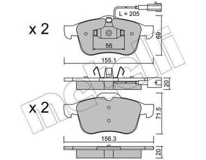 Комплект гальмівних колодок Metelli 22-0703-0