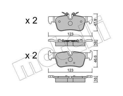 Комплект гальмівних колодок Metelli 22-1038-0