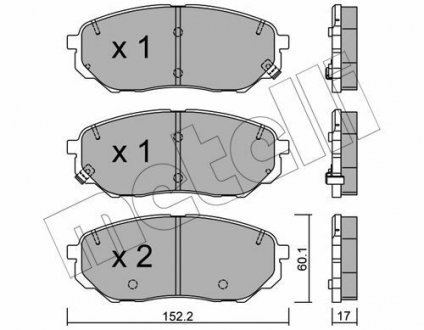 Комплект гальмівних колодок Metelli 22-1096-0