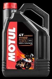 Масло для 4-х тактных двигателей синтетическое эстеровое &quot;7100 4T 10W50&quot; 4л MOTUL 104098 (фото 1)