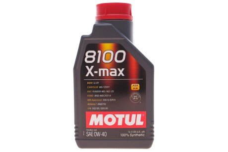 Моторное масло 8100 X-Max 0W-40 синтетическое 1 л MOTUL 348201