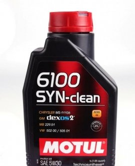 Моторное масло 6100 Syn-Clean 5W-30 синтетическое 1 л MOTUL 814211 (фото 1)