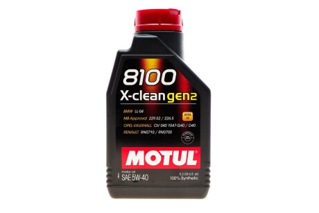 Олива моторна 8100 X-Clean Gen2 5W-40, 1л. MOTUL 854111