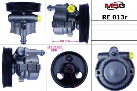Насос ГУР восстановленный DACIA LOGAN 04-;RENAULT MEGANE SCENIC 99-03,RENAULT DUSTER 2011- MSG RE013R (фото 1)