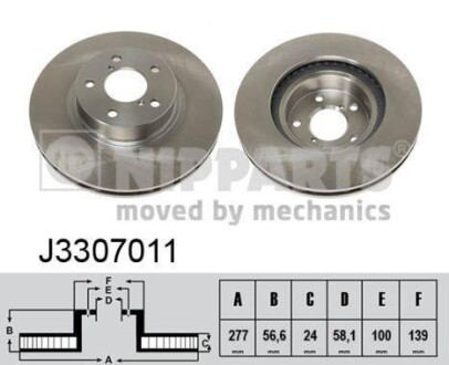 Диск тормозной передний 277mm NIPPARTS J3307011