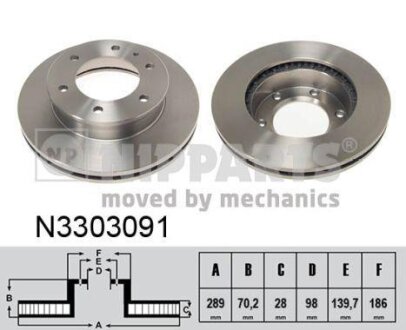 Фото диск тормозной передний 289mm BT50/Ranger EQ NIPPARTS N3303091 Диск тормозной передний 289mm BT50/Ranger EQ NIPPARTS N3303091