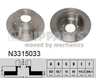 Диск тормозной задний 302мм NIPPARTS N3315033