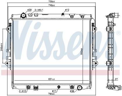 TOYOTA Радіатор системи охолодження двигуна FORTUNER 2.8 D 15-, HILUX VIII 2.4, 2.8 D 15- NISSENS 606068 (фото 1)
