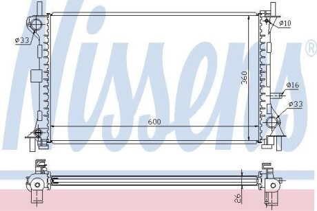 Радиатор охлождения FORD FOCUS I (CAK) (98-) NISSENS 62052