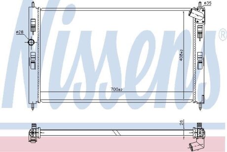 MITSUBISHI Радіатор системи охолодження двигуна ASX 1.8 DI-D 10-, 2.2 13-, CITROEN, PEUGEOT NISSENS 636034 (фото 1)