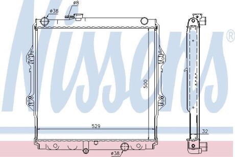 TOYOTA Радіатор охолодження двиг. HILUX VI 2.5 D-4D 01- NISSENS 64598A