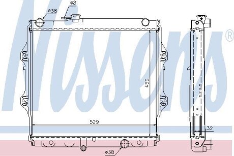 TOYOTA Радіатор охолодження двиг. HILUX VI Пікап 2.5 D-4D 01- NISSENS 64599A