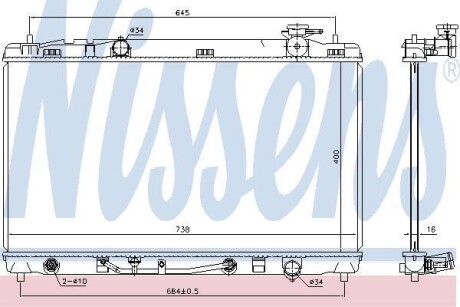 Радиатор охлаждения TOYOTA CAMRY (XV4) (07-) 2.4 i NISSENS 646844 (фото 1)