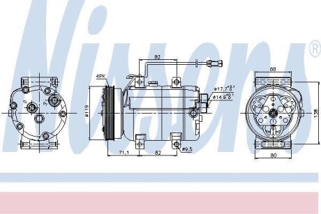 Компрессор кондиционера AUDI A4 94-00, VW Passat V 1.9 TDi NISSENS 89029