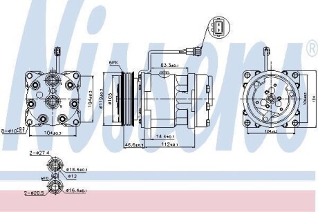 VW Компресор кондиціонера CALIFORNIA T4, LT 28-35 II, TRANSPORTER T4 NISSENS 89083 (фото 1)