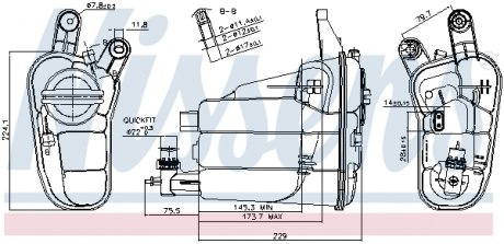 Бачок розширювальний з кришкою AUDI A4 (07-) 1.8 TFSI/ Q5 (2009) NISSENS 996128 (фото 1)