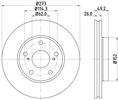 Диск гальмівний передній Toyota Auris 1.4, 1.6, 1.8 (07-) NISSHINBO ND1021K