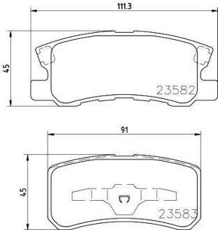 Колодки тормозные дисковые задние Mitsubishi ASX 1.8, 2.0 (10-), Pajero 3.2, 3.8 (07-) NISSHINBO NP3004 (фото 1)