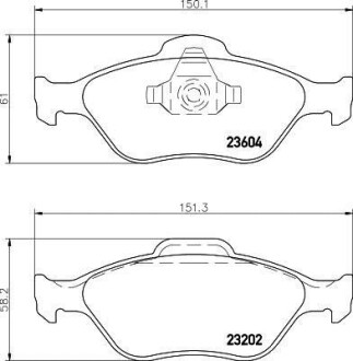 Колодки гальмівні дискові передні Mazda2 1.3, 1.4, 1.6 (03-)/Ford Fusion 1.4, 1.6 (04-12) NISSHINBO NP5008 (фото 1)