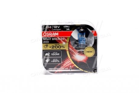 Лампа фарная H4 12V 60/55W P43t NIGHT BREAKER (+200) компл. OSRAM 64193NB200-HCB