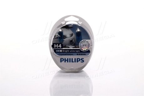 Лампа накаливания H4 12V 60/55W P43t-38 Cristal Vision + 2x W5W 4300K PHILIPS 12342CVS2 (фото 1)