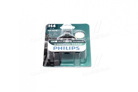 Лампа накаливания H4 X-treme VISION 12V 60/55W P43t-38 (+130) 1шт. Blister PHILIPS 12342XV+B1