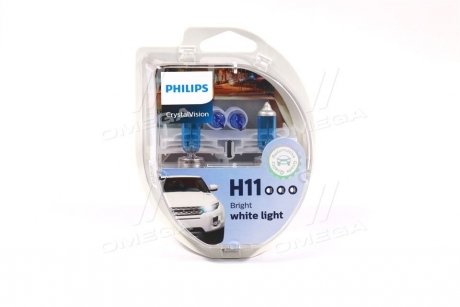 Лампа накалу H11 12V 55W PGJ19-2 Cristal Vision + 2x W5W 4300K (к-т) PHILIPS 12362CVS2 (фото 1)