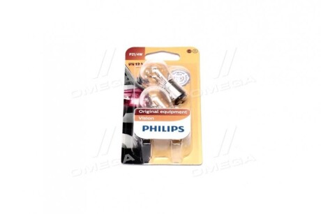 Лампа накалу P21/4W 12V BAZ15d 2шт blister PHILIPS 12594B2