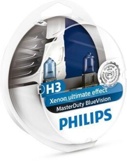 H3 MasterDuty BlueVision 24V 70W PK22s Set 2 pc. PHILIPS 13336MDBVS2