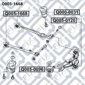 Сайлентблок заднього поперечного важеля Q-fix Q005-1668 (фото 1)