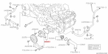 Насос водяний двигуна SUBARU 21110AA690