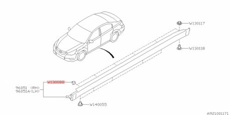 Клипса крепежная SUBARU 909130088