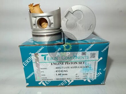 Поршни ремонт (+1.00мм) (к-кт на мотор) 4D56T/D4BH Mitsubishi Pajero,L200,L300/Hyundai H100,H1,Gallo TEIKIN 43242AG100 (фото 1)