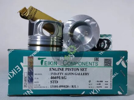 Поршни STD (к-кт на мотор) группа A 1VD-FTV 4,5 diesel Land Cruiser 200, Lexus LX450D TEIKIN 46691AGSTD