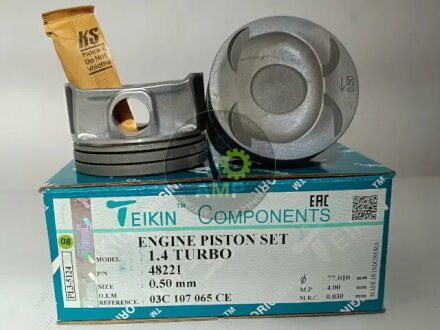 Фото 1 - поршни ремонт +0.50мм (комплект на мотор) VAG 1.4 TSI (Turbo) TEIKIN 48221050 Поршни ремонт +0.50мм (комплект на мотор) VAG 1.4 TSI (Turbo) TEIKIN 48221050 (фото 1)