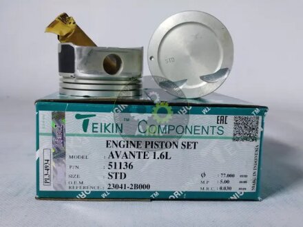 Поршни стандарт (STD) (к-кт на мотор) Hyundai 1.6L TEIKIN 51136STD (фото 1)