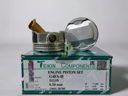 Поршень ДВЗ 0.5 (4од..+пальці) Hyundai Solaris (14-), KIA Rio (11-) (G4FA-II) 1.4 DOHC MPI (51159-050) TEIKIN 51159050 (фото 1)