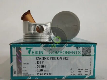 Поршни +0.50mm (к-кт на мотор) Renault D4F Kangoo, Clio 1.2 16v TEIKIN 70104050