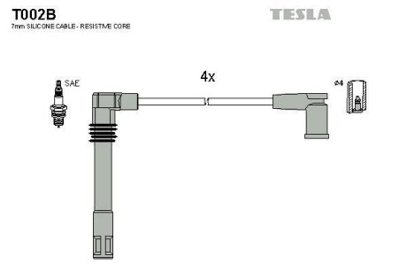 Провід високовольтні (к-кт) SKODA OCTAVIA I 1.8i BLATNA TESLA T002B