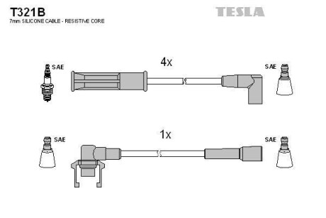 Комплект кабелiв запалювання TESLA T321B