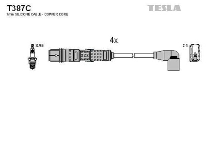 Провід високовольтні (к-кт) VW POLO IV 1.6i BLATNA TESLA T387C